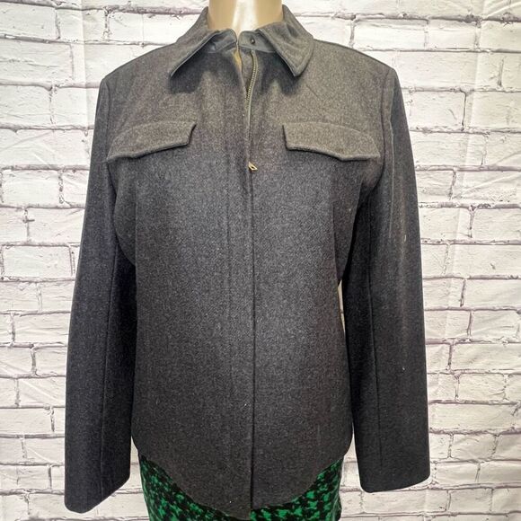 J.Crew Womens Gray Wool Blend Collared Full Zipper Lined Blazer Jacket Medium - Picture 1 of 4